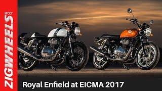 Royal Enfield at EICMA 2017  ZigWheelscom [upl. by Arymahs777]