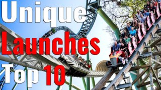 Top 10 RARE And UNIQUE Roller Coaster Launches [upl. by Enoyrt]