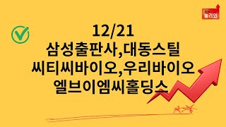 1221 삼성출판사대동스틸 씨티씨바이오 우리바이오 엘브이엠씨홀딩스 차트분석 [upl. by Ahsinal]