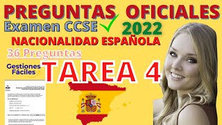 💥CCSE Test Examen Tarea 4 💥Conseguir la Nacionalidad Española Preguntas 2022 etoro [upl. by Magnolia207]