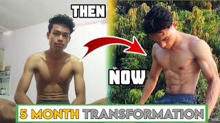 5 Month Skinny to Muscle Body Transformation At Home  Without Gym Motivational [upl. by Richy]