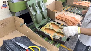 Mass production process of rubber and EVA synthetic soles Shoe sole factories in China [upl. by Bordy]