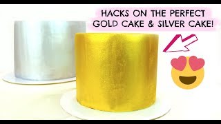 Hacks for the PERFECT Silver and Gold Painted Cake [upl. by Letrice742]