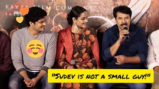 Mammooty about Sudev Nair quotHe is not a small playerquot during Mamangam Hindi Trailer Mumbai Promotions [upl. by Arabrab]