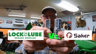 104 Saker locking grease gun coupler vs LocknLube grease johndeere saker [upl. by Laucsap]