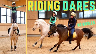 RIDING DARES CHALLENGE  WILD CRAZY SPICY PONIES  HORSE RIDING STUNTS [upl. by Col92]