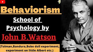 BehaviourismBehaviorism school of thoughtJohn bWatsonTolman theory of learningAlbert bandura [upl. by Anilatac]