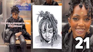 Drawing strangers on the subway and getting their reactions Epic reactions [upl. by Bonnie345]