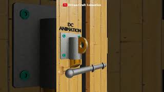 Amazing Metal Latch Lock Animation 3dnimation satisfying doorlock wood [upl. by Wurst]