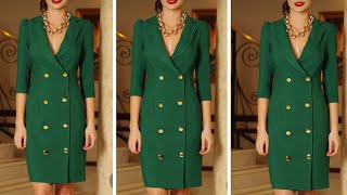 How to Draft a double Breasted Notched collar Blazer Gown very detailed [upl. by Dihsar]