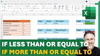 Excel IF Greater Than IF Less Than IF Greater Than or Equal To IF Less Than or Equal To [upl. by Marve]