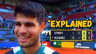 Carlos Alcaraz Explains how He beat Struff [upl. by Osnofla]