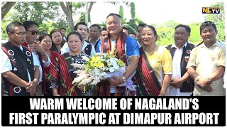 WARM WELCOME OF NAGALANDS FIRST PARALYMPIC AT DIMAPUR AIRPORT [upl. by Notxap]