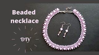 Crystal rondelle and bicone bead necklace tutorial diy how to make simple necklace [upl. by Ielirol]