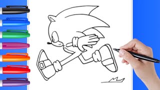 How to Draw sonic the Hedgehog running step by step for beginnersftASMR [upl. by Niahs210]