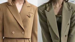 How to draft a Peaked Collar Double Breasted Cropped Blazer PatternBeginner Friendly [upl. by Anirav906]