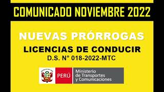 PRÓRROGA DE BREVETES HASTA EL 2023  NUEVA AMPLIACIÓN MTC  Touring Perú  LICENCIAS DE CONDUCIR [upl. by Lamonica]