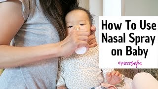 Decongesting Baby Stuffy Nose Using Fess Little Noses Nasal Spray [upl. by Llirred]