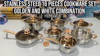 16 Pieces Cookware Set  Stainless Steel gawadarimport cookware cooking unboxing review [upl. by Ahse]