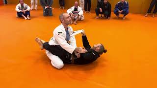 Closed guard Armdrag Using the Lapel to Sweep into a Brabo Choke [upl. by Nagey260]