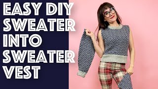 Easiest Sweater Into Sweater Vest DIY Upcycle Tutorial  Sew Anastasia [upl. by Undine147]