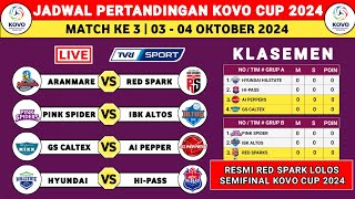 Jadwal Kovo Cup 2024 Match 3  Red Spark vs Aranmare  Ibk Altos vs Pink Spider  Klasemen Kovo Cup [upl. by Charita]