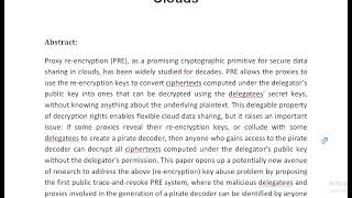 Public Trace and Revoke Proxy Re Encryption for Secure Data Sharing in Clouds [upl. by Aphra477]