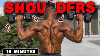 15 MINUTE LIGHTWEIGHT DUMBBELL SHOULDERS amp TRAPS WORKOUT [upl. by Sherwynd64]