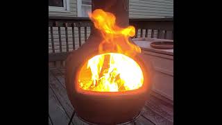 Chiminea ASMR burning a dogwood tree the gas company killed in 2017 [upl. by Nnylatsyrk]