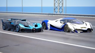 1000KMH Bugatti Bolide vs Devel Sixteen  DRAG amp TRACK RACE [upl. by Masry47]