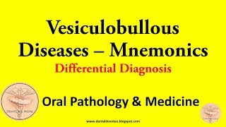 MNEMONICS  Vesiculobullous Diseases Differential Diagnosis  Oral Medicine and Pathology [upl. by Ahusoj693]