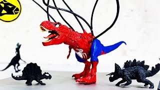 Trex Spiderman Caught By Venom Dinosaurs [upl. by Shifrah]