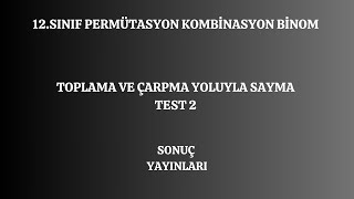 2 toplama ve çarpma yoluyla sayma testi 2 sonuç yayınları [upl. by Cas]