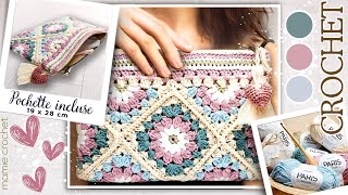 💖 TRES GRANDE POCHETTE TENDANCE AU CROCHET  TUTO SELYA 19X28 CM FACILE amp RAPIDE 💖𝐌𝐚𝐦𝐢𝐞𝐂𝐫𝐨𝐜𝐡𝐞𝐭 [upl. by Elay]