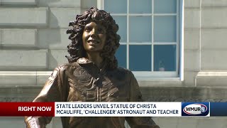 Statue honoring Christa McAuliffe unveiled at State House [upl. by Eltsirk]