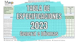 Tabla de Especificaciones MEP  Curso Lectivo 2024  General e Idiomas [upl. by Nimrak]