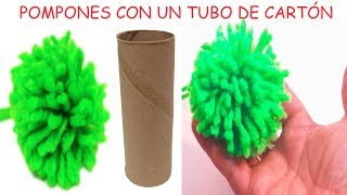 Como hacer pompones de lana fácil y rápido con cartón de tubo de papel higiénico pompon en 5 minutos [upl. by Narton]