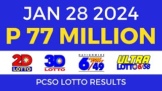 Lotto Result January 28 2024 9pm PCSO [upl. by Ettenwad]