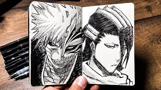 ASMR Drawing BYAKUYA KUCHIKI Real Time  Bleach [upl. by Starlin]