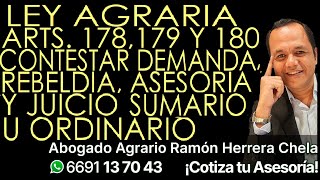 Ley Agraria Arts 178 179 y 180 contestar demanda rebeldía asesoría y juicio sumario u ordinario [upl. by Shiller]