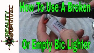 Survival Skills How To Use A Broken Or Empty Bic Lighter [upl. by Notluf]