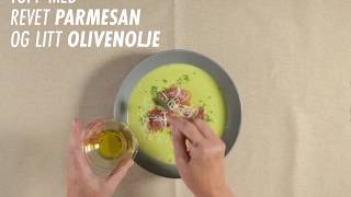 Brokkoli og blomkålsuppe med brødkrutonger og parmaskinke [upl. by Abeh]