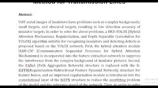 HRD YOLOX Based Insulator Identification and Defect Detection Method for Transmission Lines [upl. by Amsirp838]