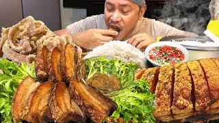 CRISPY AND JUICY LECHON KAWALI CHICHARONES Filipino Food Mukbang Love The Philippines [upl. by Alimat]