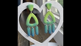 Blended bargello dangle earrings with polymer clay [upl. by Biernat]