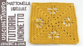 Tutorial Uncinetto  Come fare una Mattonella con Libellule [upl. by Baler]