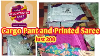 Meesho Sale Cargo Pant and Printed Saree just 200 🔥 viralvideo meesho saree sale ytviral [upl. by Nnaycnan]