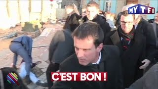 Manuel Valls reçoit une gifle pendant un déplacement à Lamballe  Quotidien du 16 Janvier [upl. by Naget]