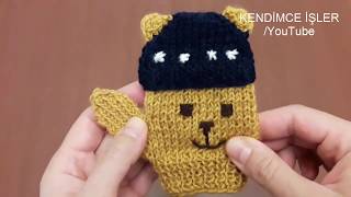 Ayıcıklı Erkek Bebek Eldiveni Yapımı 21  Teddy Bear Mittens for Baby Boy 21 [upl. by Leventis]