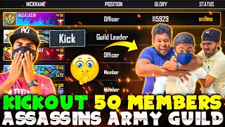 Kick Out 50 Members Of Assassins Army Guild 😱 Rip 100000 Glory Prank Gone Wrong  Garena Free Fire [upl. by Anirbes382]